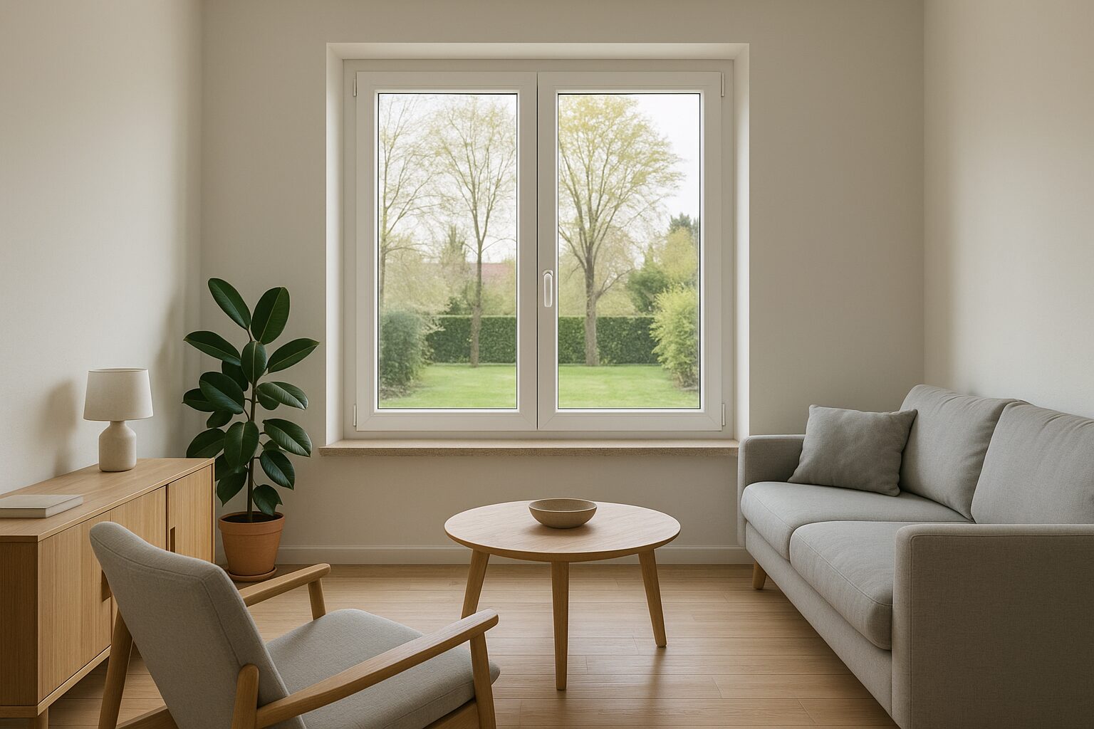 Finestra in PVC bianco installata in una casa